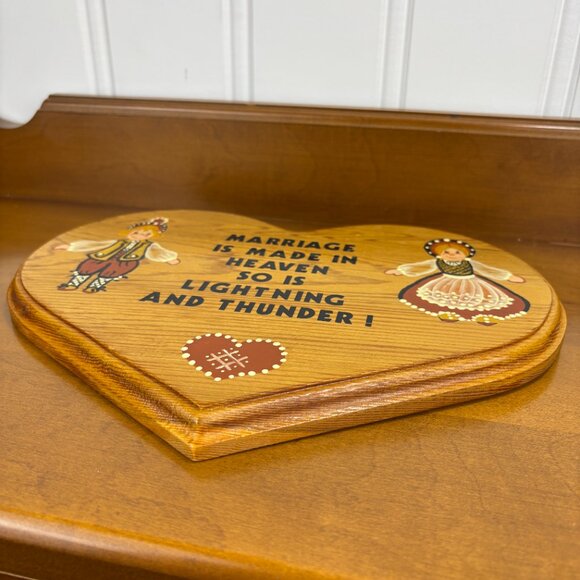Vintage Wood Sign for Wall Hanging Anniversary Folk Art Couple Sign - Picture 5 of 15